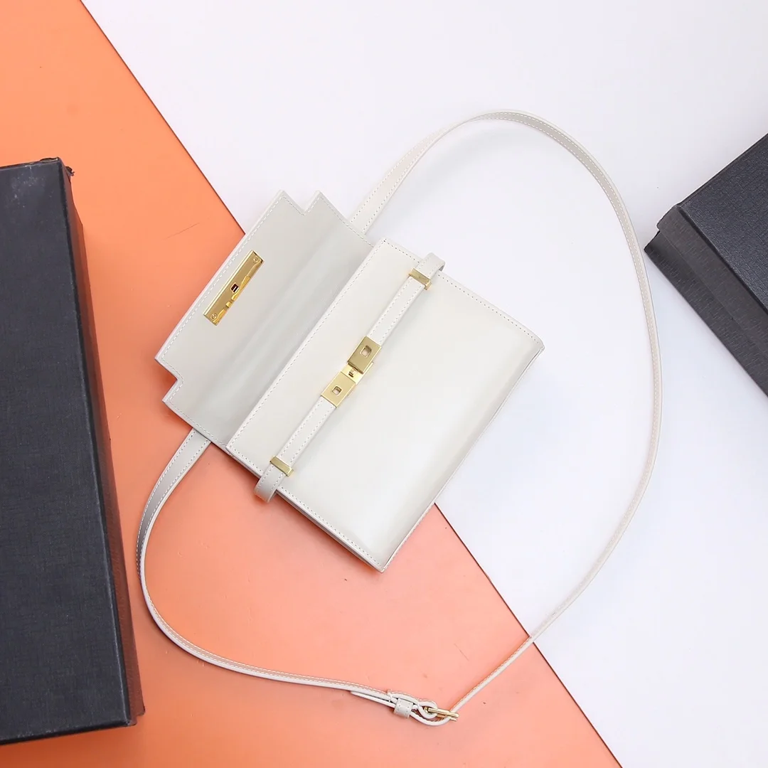 생로랑 맨해튼 미니 크로스백 화이트