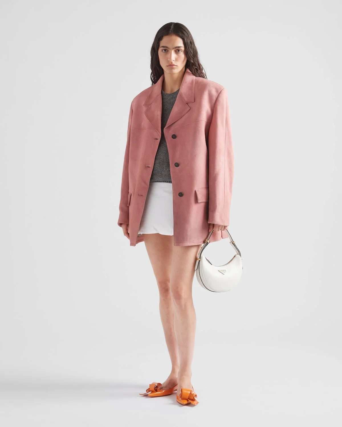 프라다 아르케 레더 숄더백 화이트