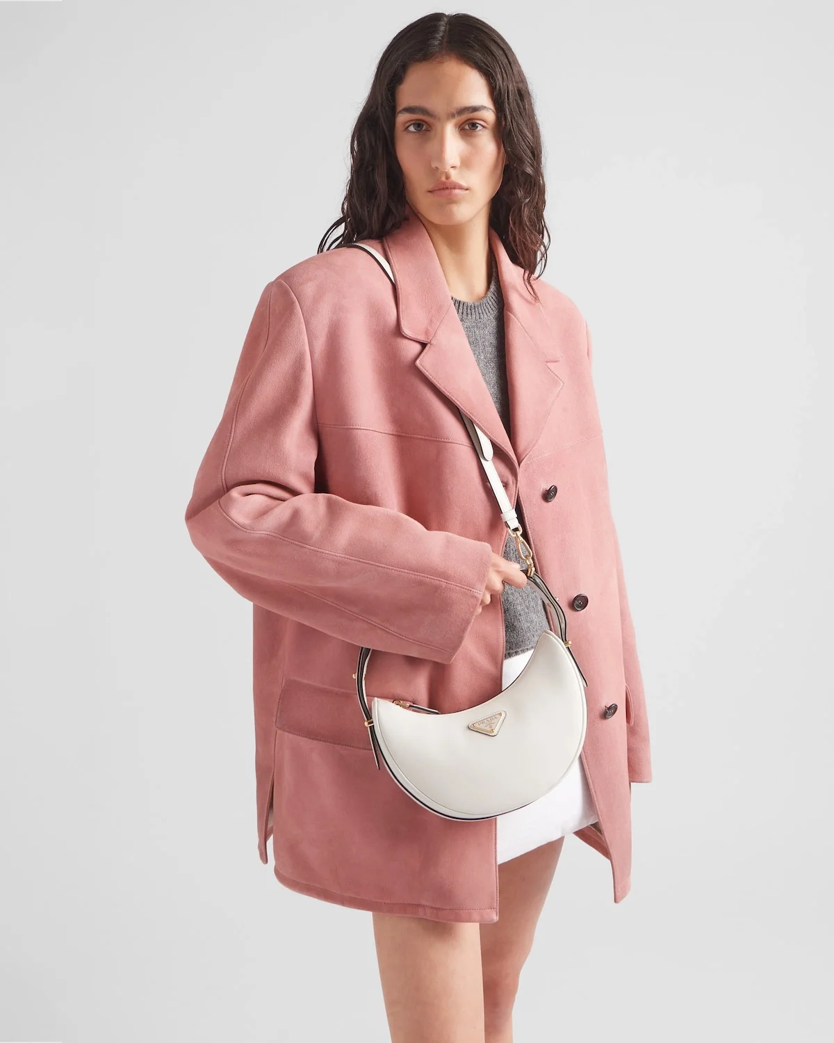 프라다 아르케 레더 숄더백 화이트