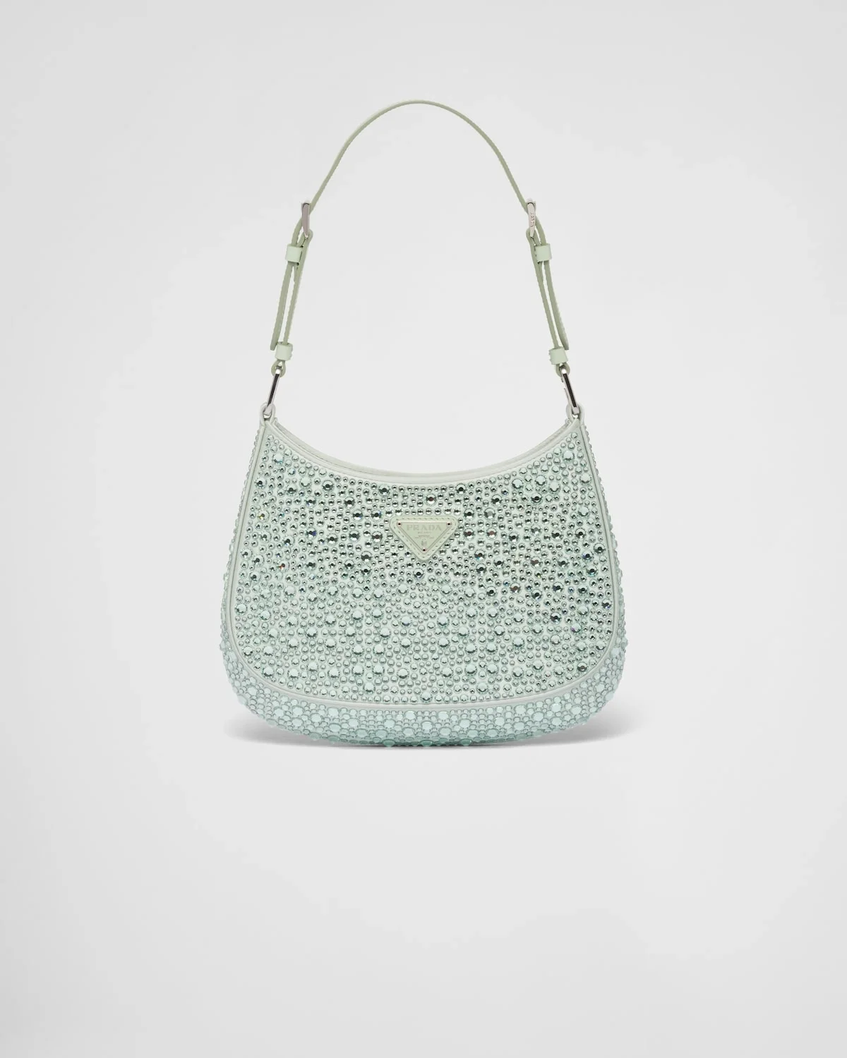 프라다 클레오 크리스탈 새틴 숄더백 아쿠아