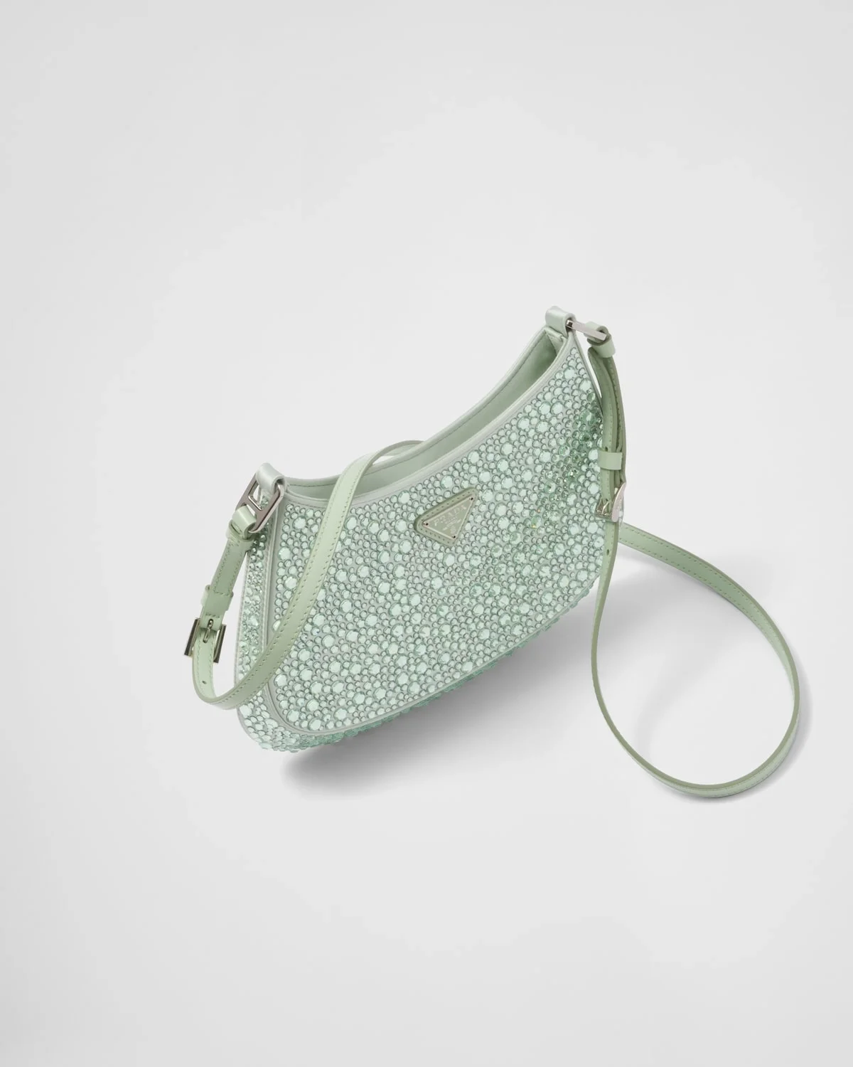 프라다 클레오 크리스탈 새틴 숄더백 아쿠아