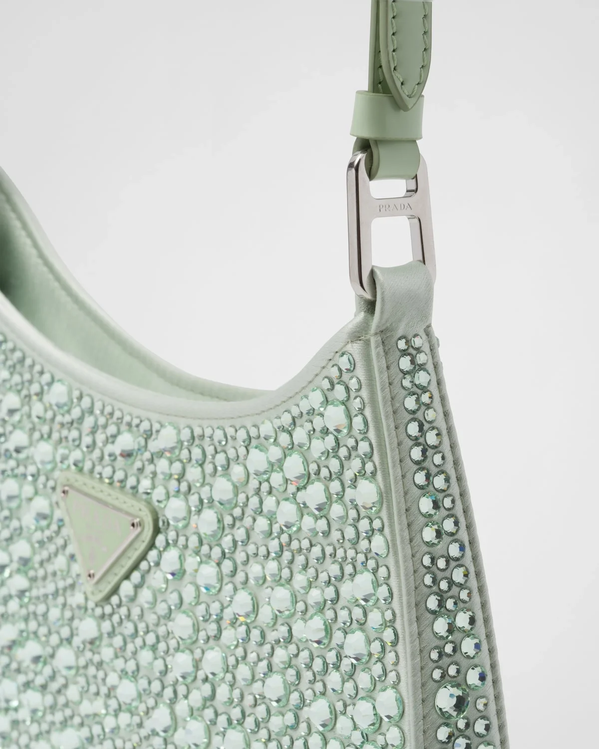 프라다 클레오 크리스탈 새틴 숄더백 아쿠아