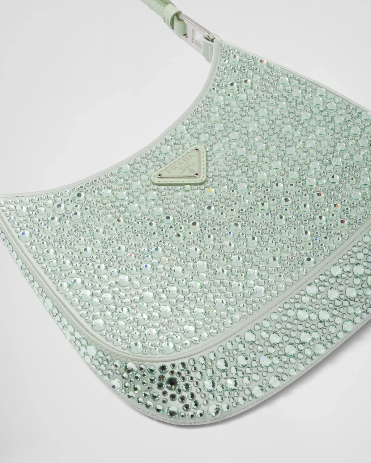 프라다 클레오 크리스탈 새틴 숄더백 아쿠아