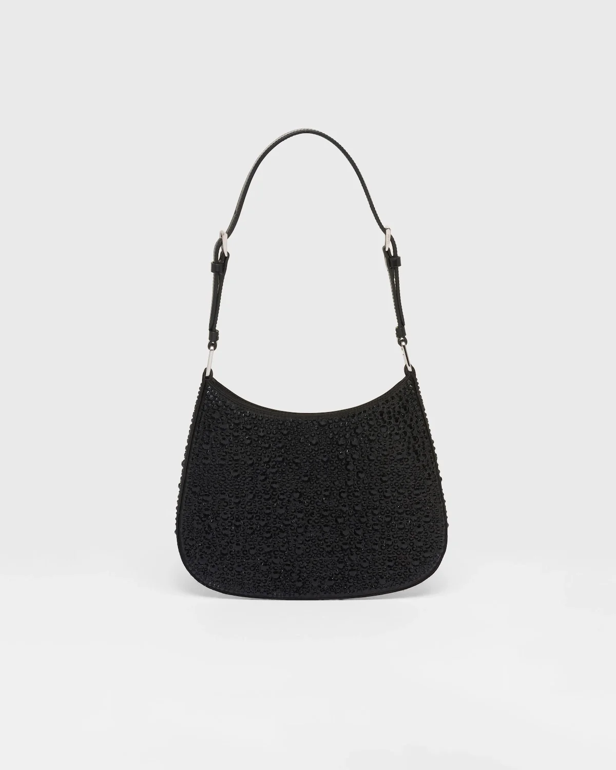 프라다 클레오 크리스탈 새틴 숄더백 블랙