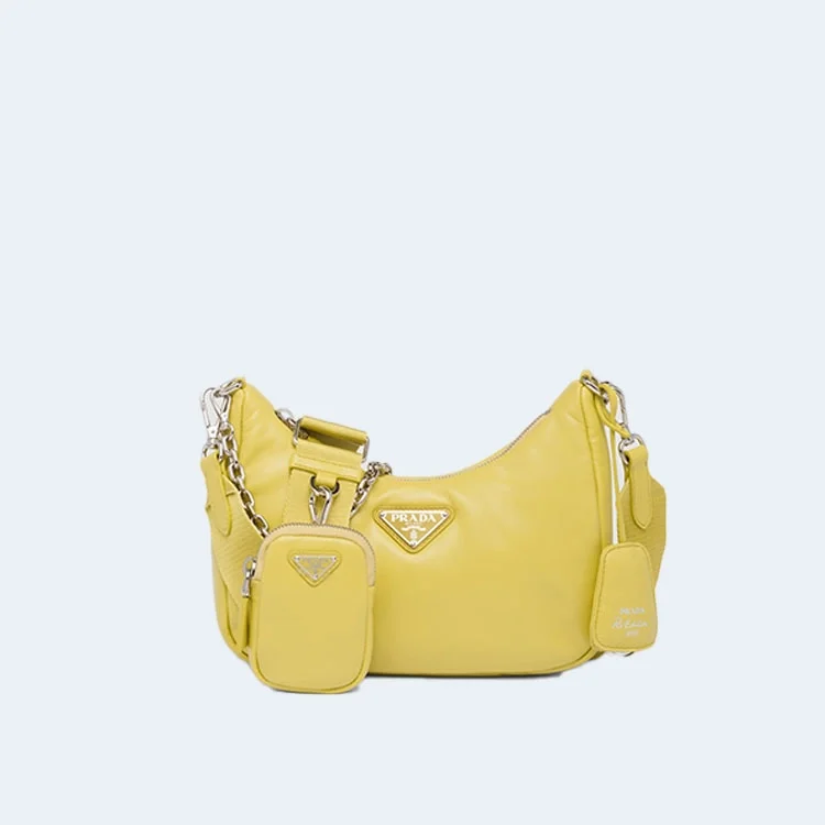 프라다 리에디션 패딩 나파 레더 숄더백 옐로우