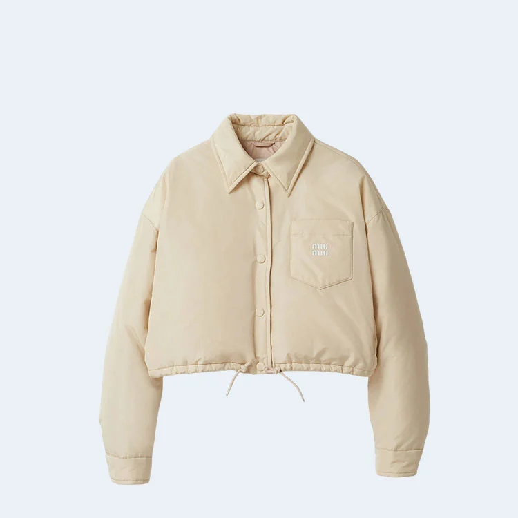 미우미우 크롭 테크니컬 패브릭 다운 패딩 자켓