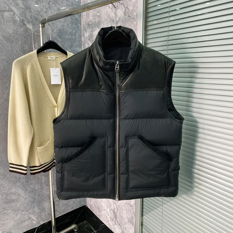 톰포드 나일론 레더 다운 필드 베스트