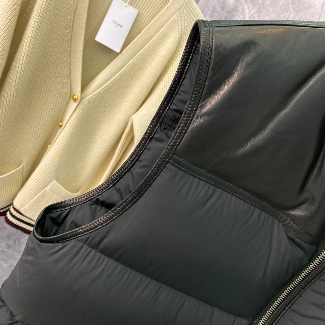 톰포드 나일론 레더 다운 필드 베스트