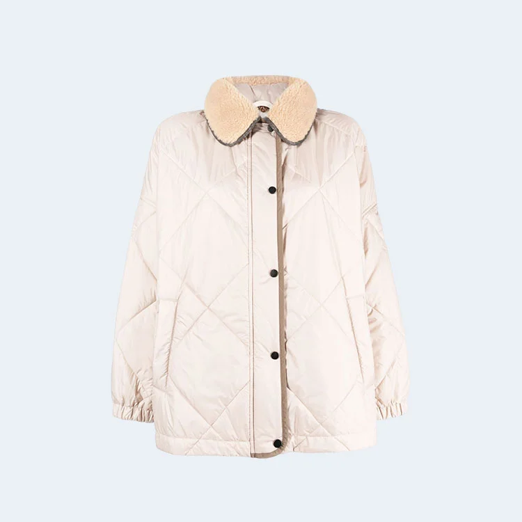 브루넬로 쿠치넬리 프레스 스터드 퀄팅 화이트 자켓