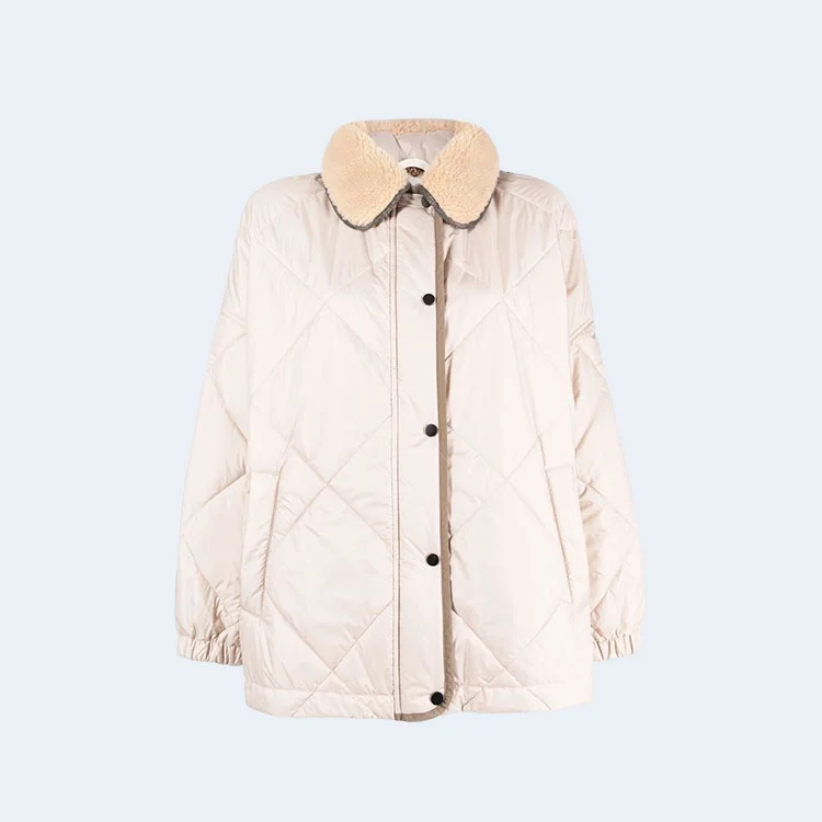 브루넬로 쿠치넬리 프레스 스터드 퀄팅 화이트 자켓