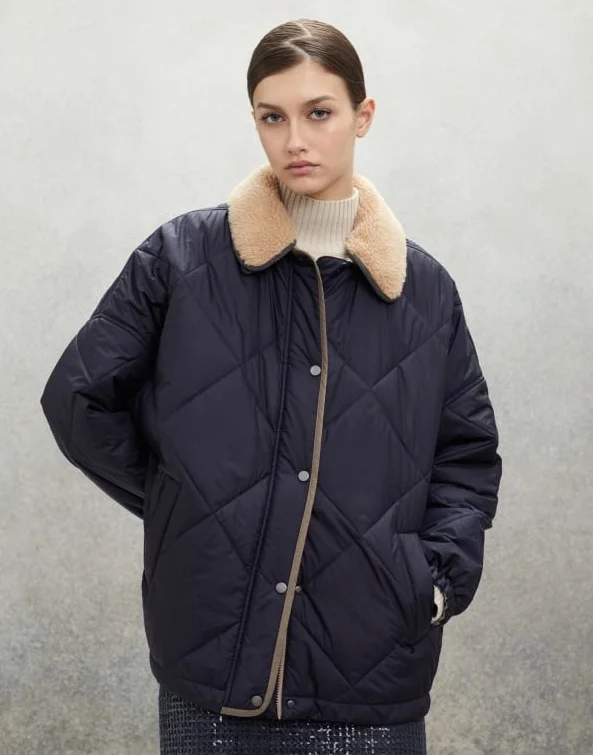 브루넬로 쿠치넬리 프레스 스터드 퀄팅 자켓