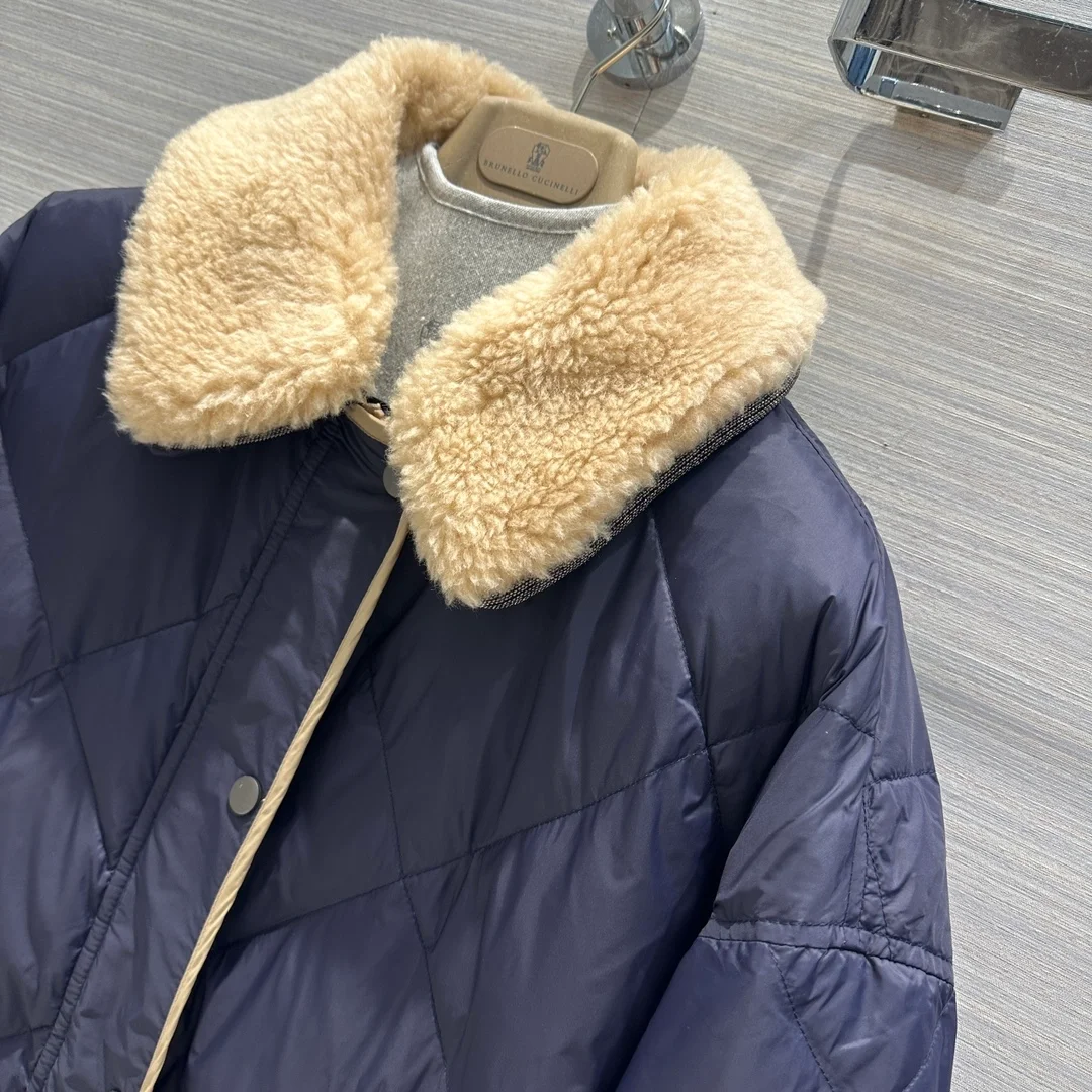 브루넬로 쿠치넬리 프레스 스터드 퀄팅 자켓