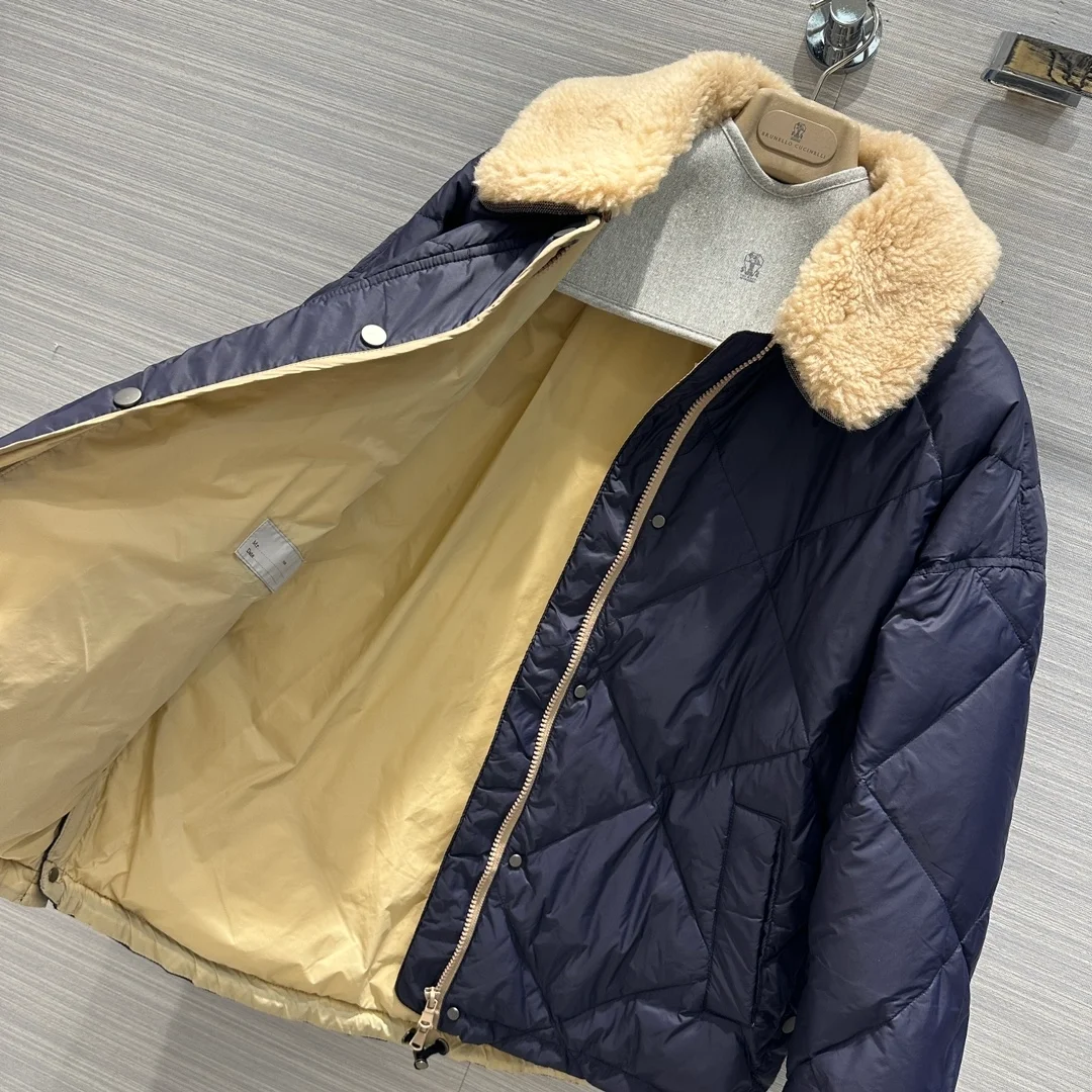 브루넬로 쿠치넬리 프레스 스터드 퀄팅 자켓