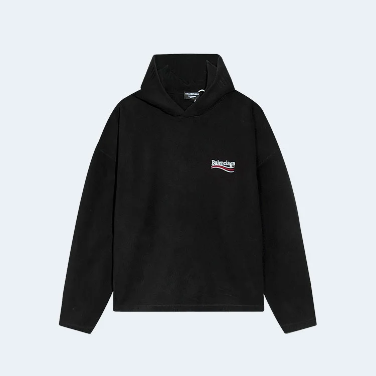 발렌시아가 폴리티컬 웨이브 로고 후드 블랙