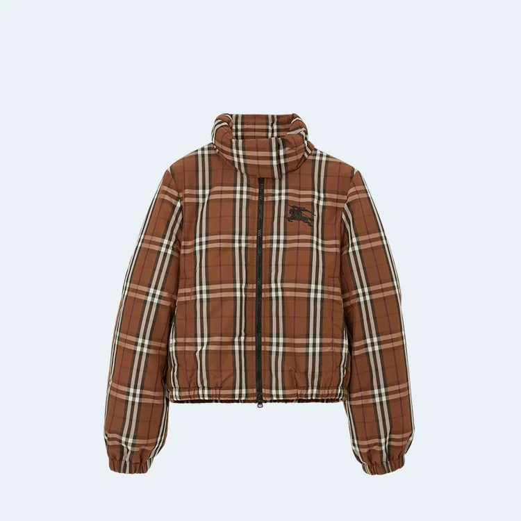 버버리 크롭 체크 나일론 퍼퍼 자켓