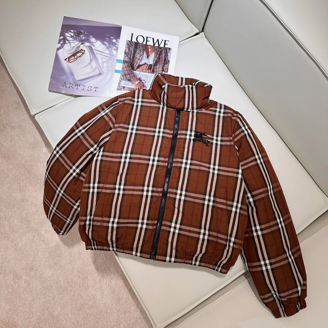 버버리 크롭 체크 나일론 퍼퍼 자켓