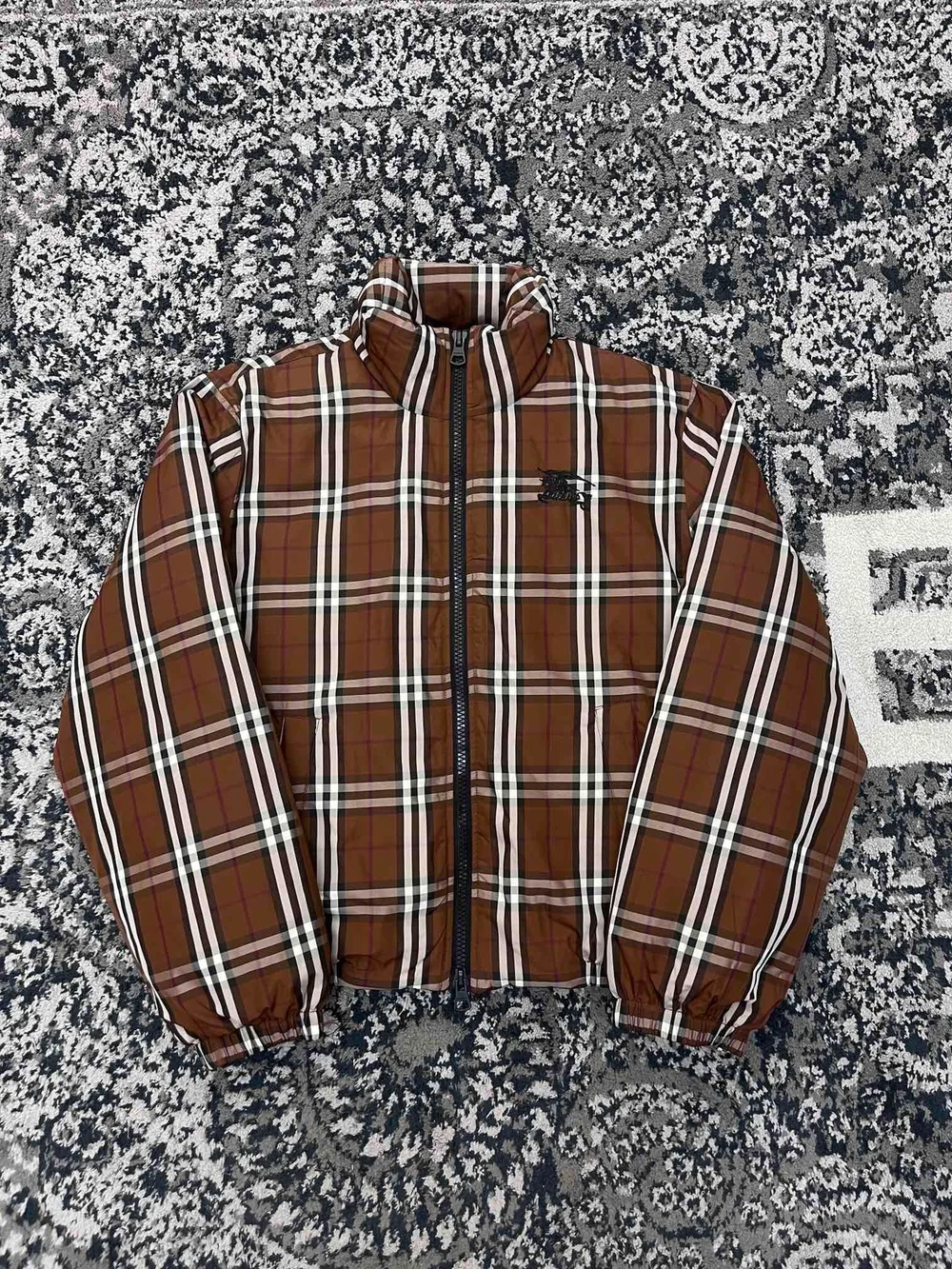 버버리 체크 다크 버치 브라운 자켓