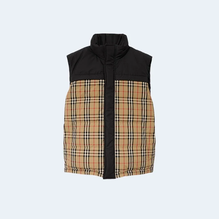 버버리 체크 패널 리버시블 질레 베스트