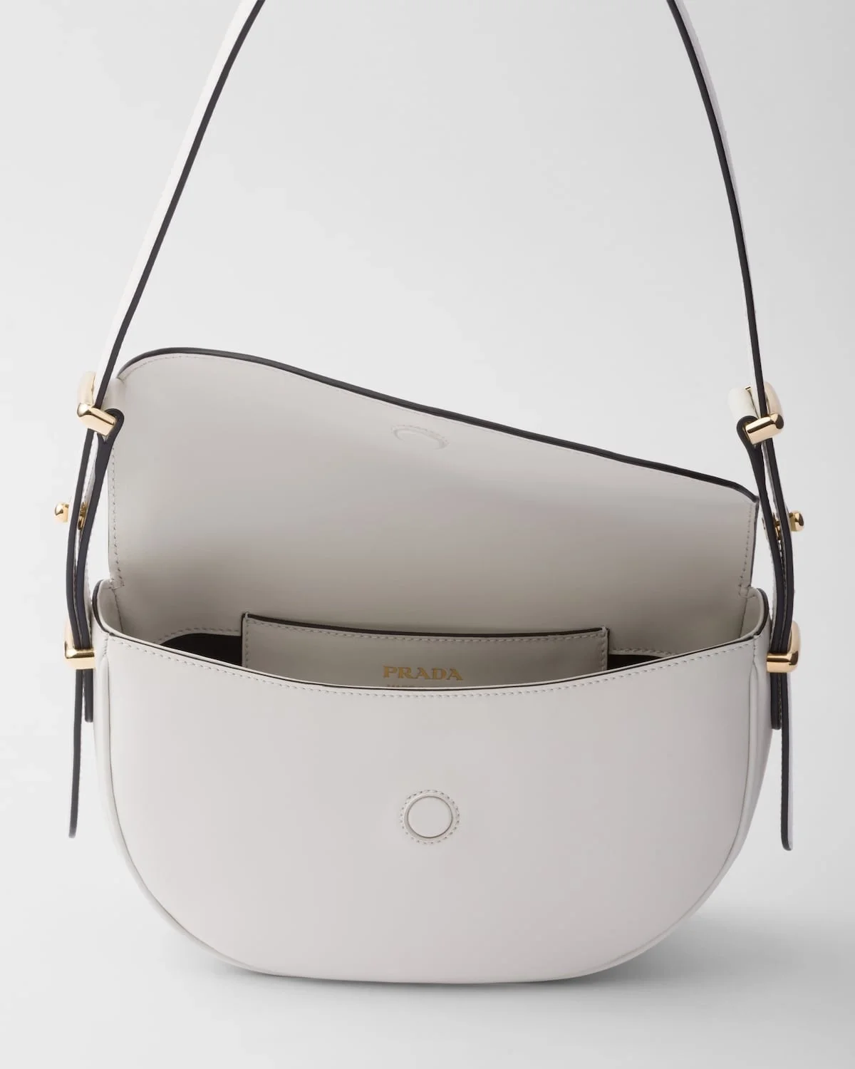 프라다 아르케 레더 플랩 숄더백 화이트