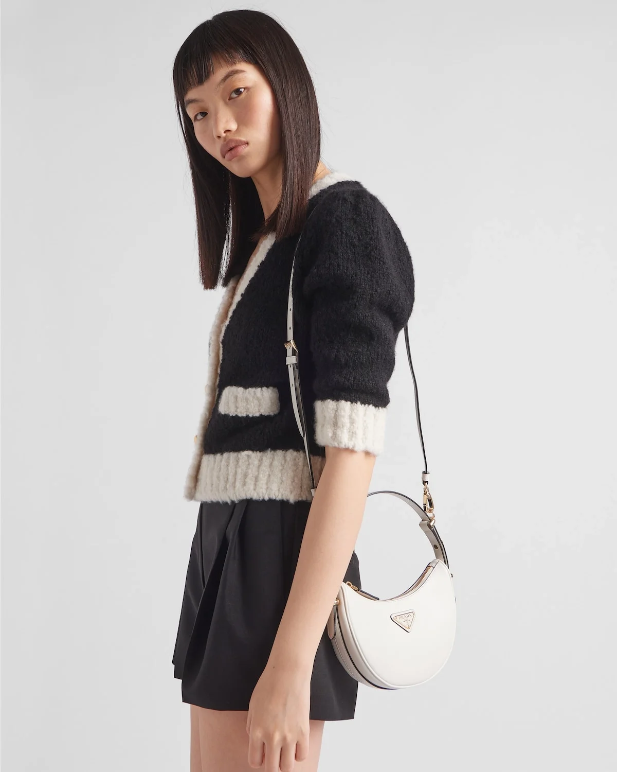 프라다 아르케 레더 미니 숄더백 화이트