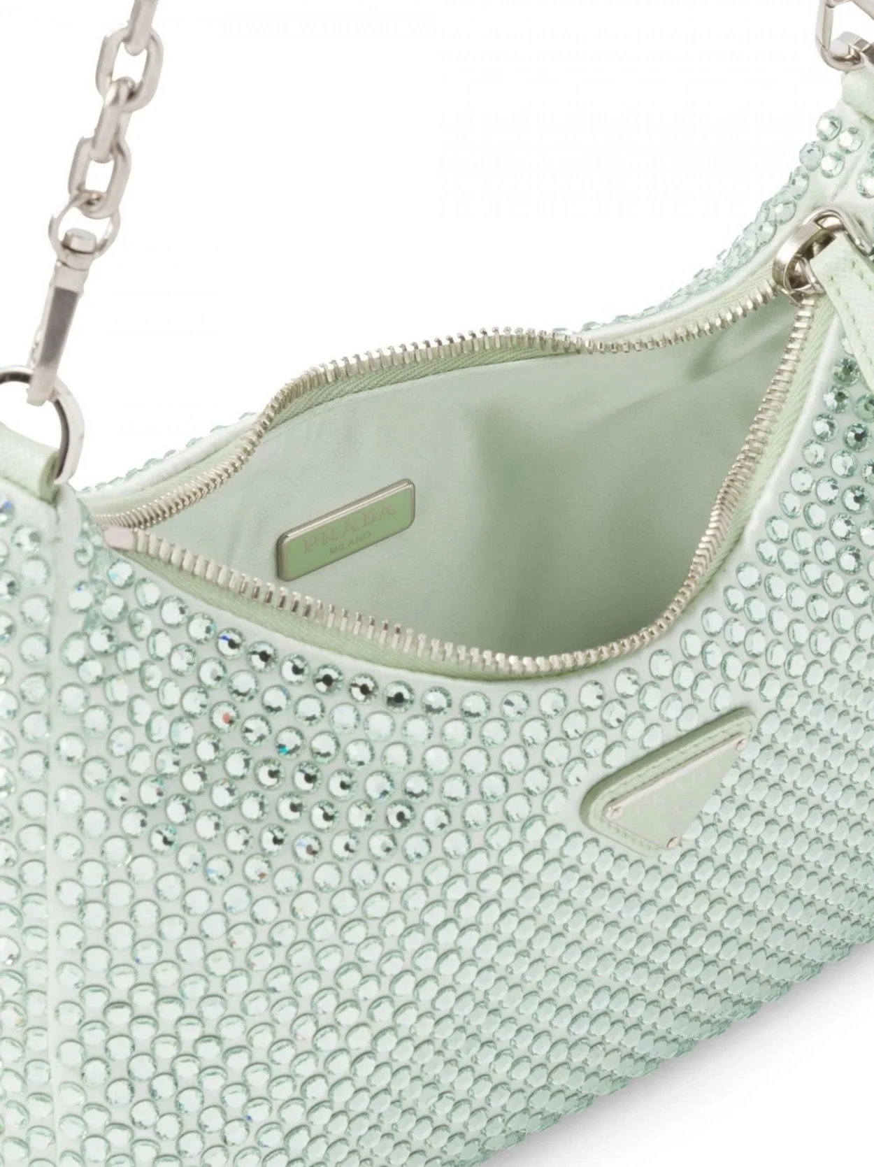 프라다 리에디션 2005 리나일론 크리스탈 숄더백 아쿠아