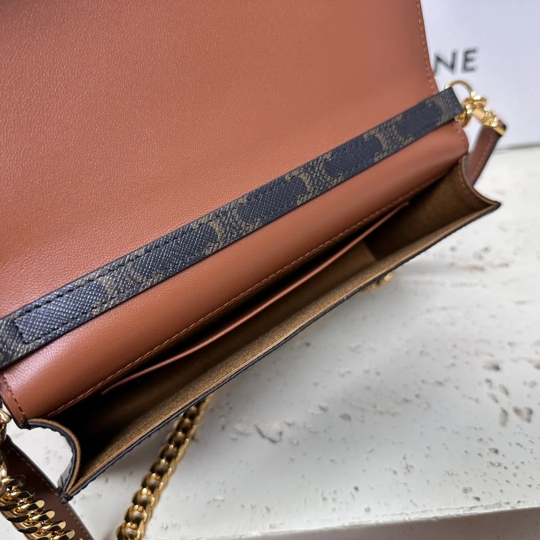 셀린느 멀티 포쉐트 체인 숄더백 탠