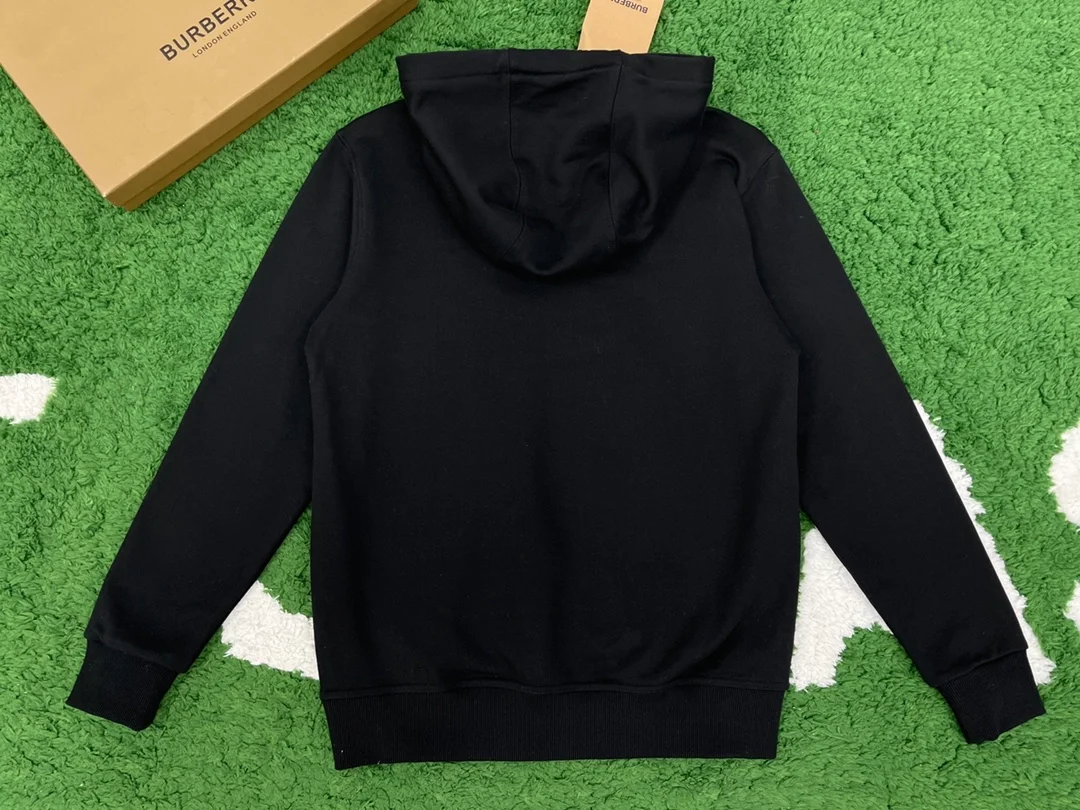 버버리 로고 프린트 코튼 후드 블랙