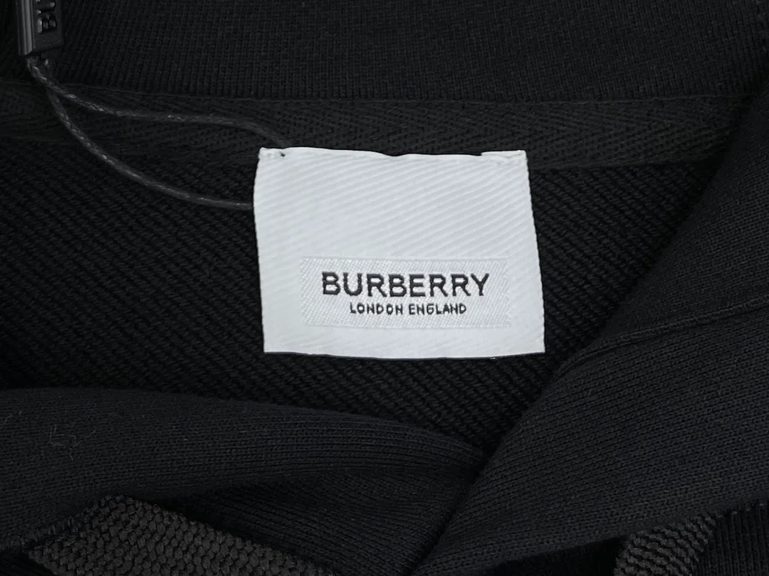 버버리 로고 프린트 코튼 후드 블랙