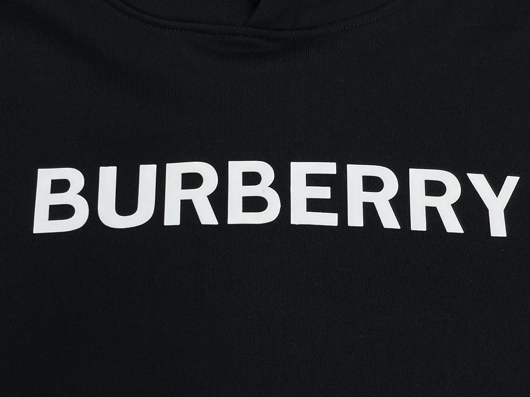버버리 로고 프린트 코튼 후드 블랙
