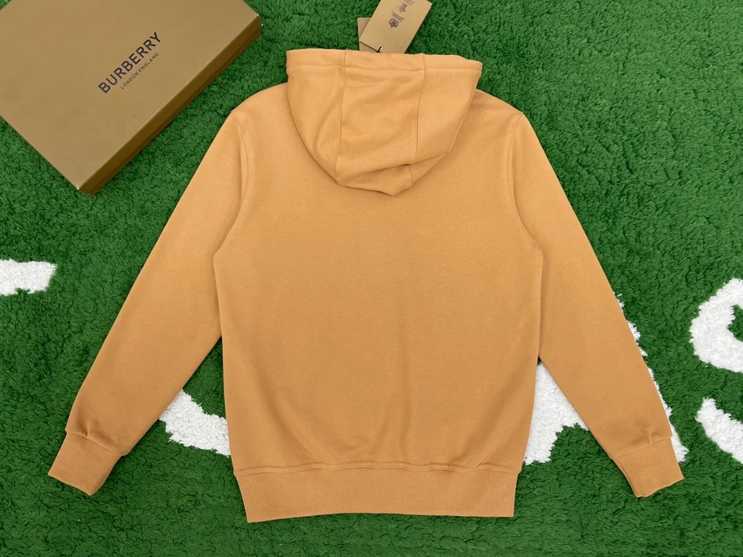 버버리 로고 프린트 코튼 후드 브라운