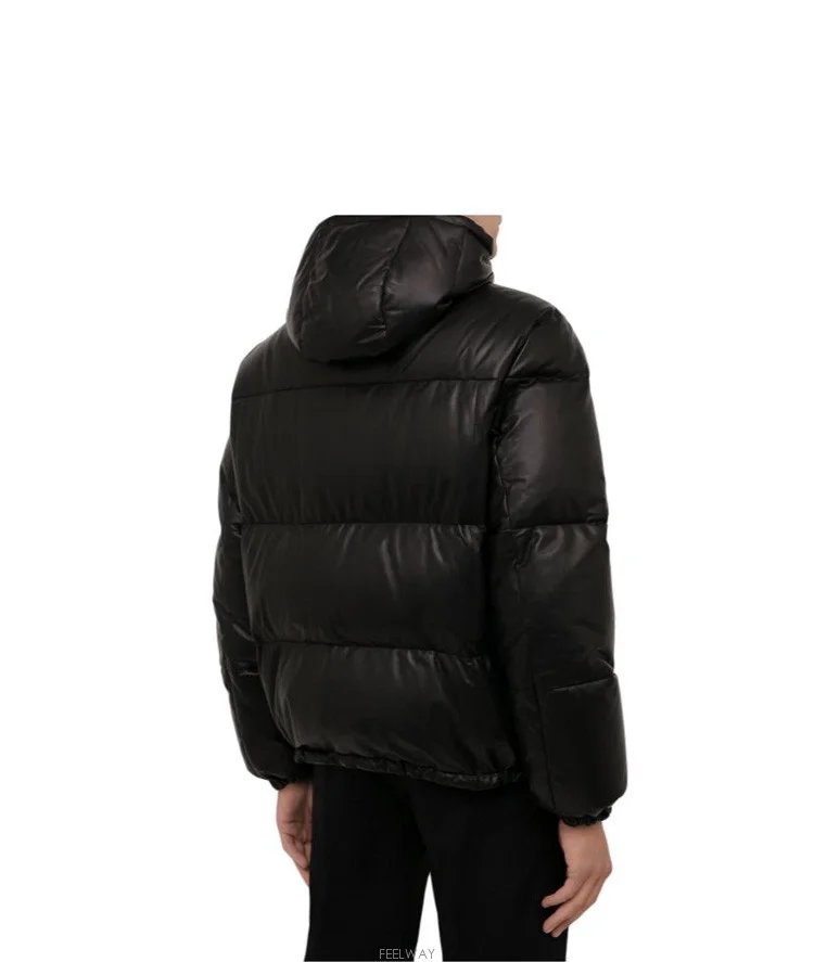 프라다 가죽 레더 다운 패딩