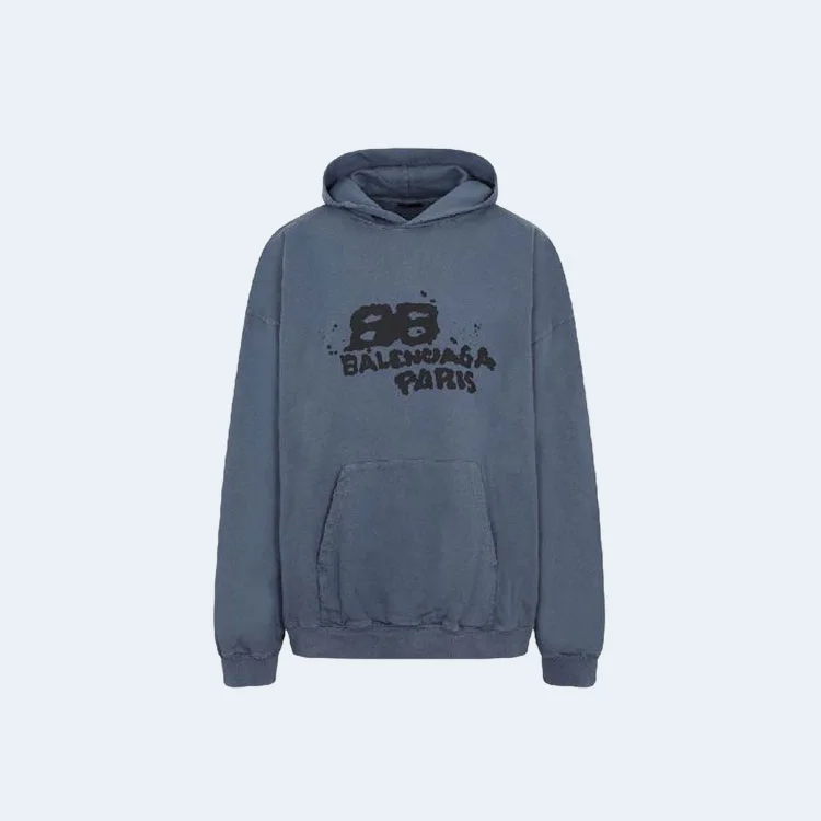 발렌시아가 BB 아이콘 후드 라지 핏 블루