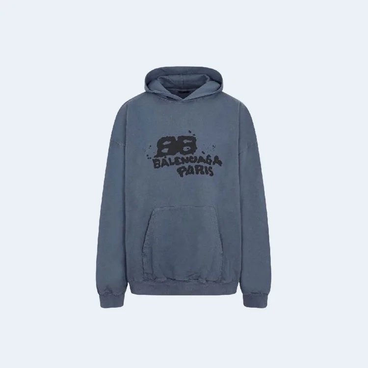 발렌시아가 BB 아이콘 후드 라지 핏 블루