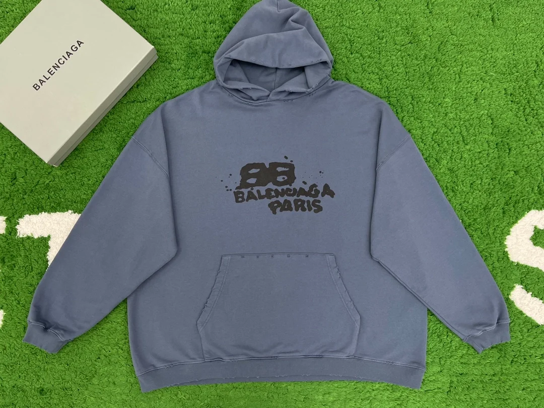 발렌시아가 BB 아이콘 후드 라지 핏 블루