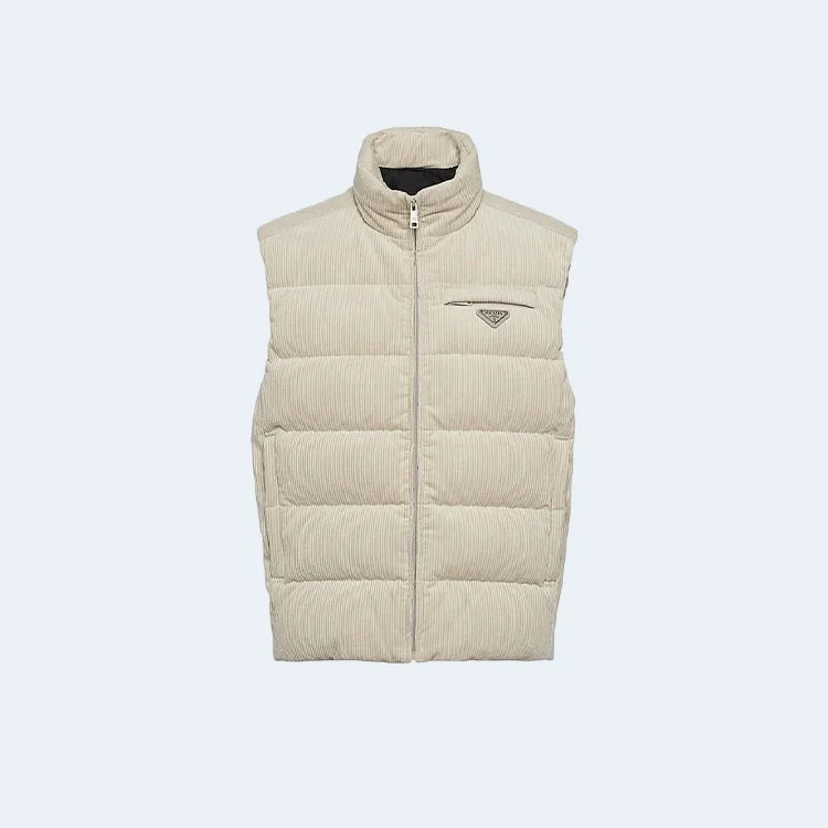 프라다 크롭 코듀로이 다운 패딩 베스트