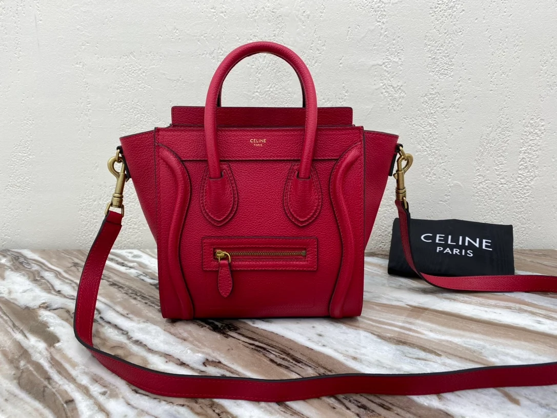 셀린느 나노 러기지백 드럼 카프스킨 골드라즈베리