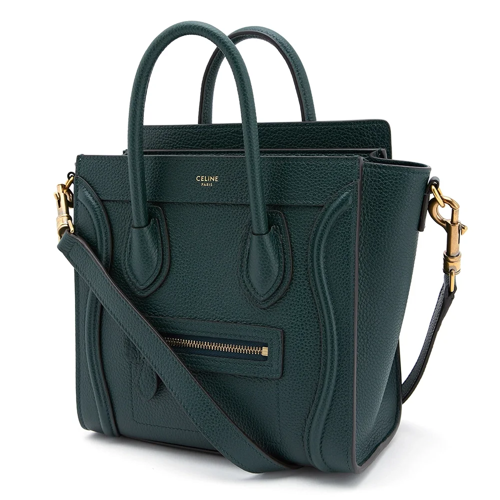 셀린느 나노 러기지백 드럼 카프스킨 골드그린