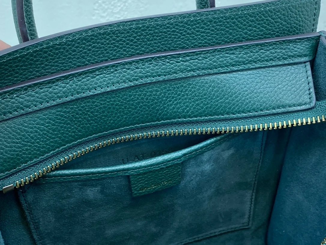 셀린느 나노 러기지백 드럼 카프스킨 골드그린