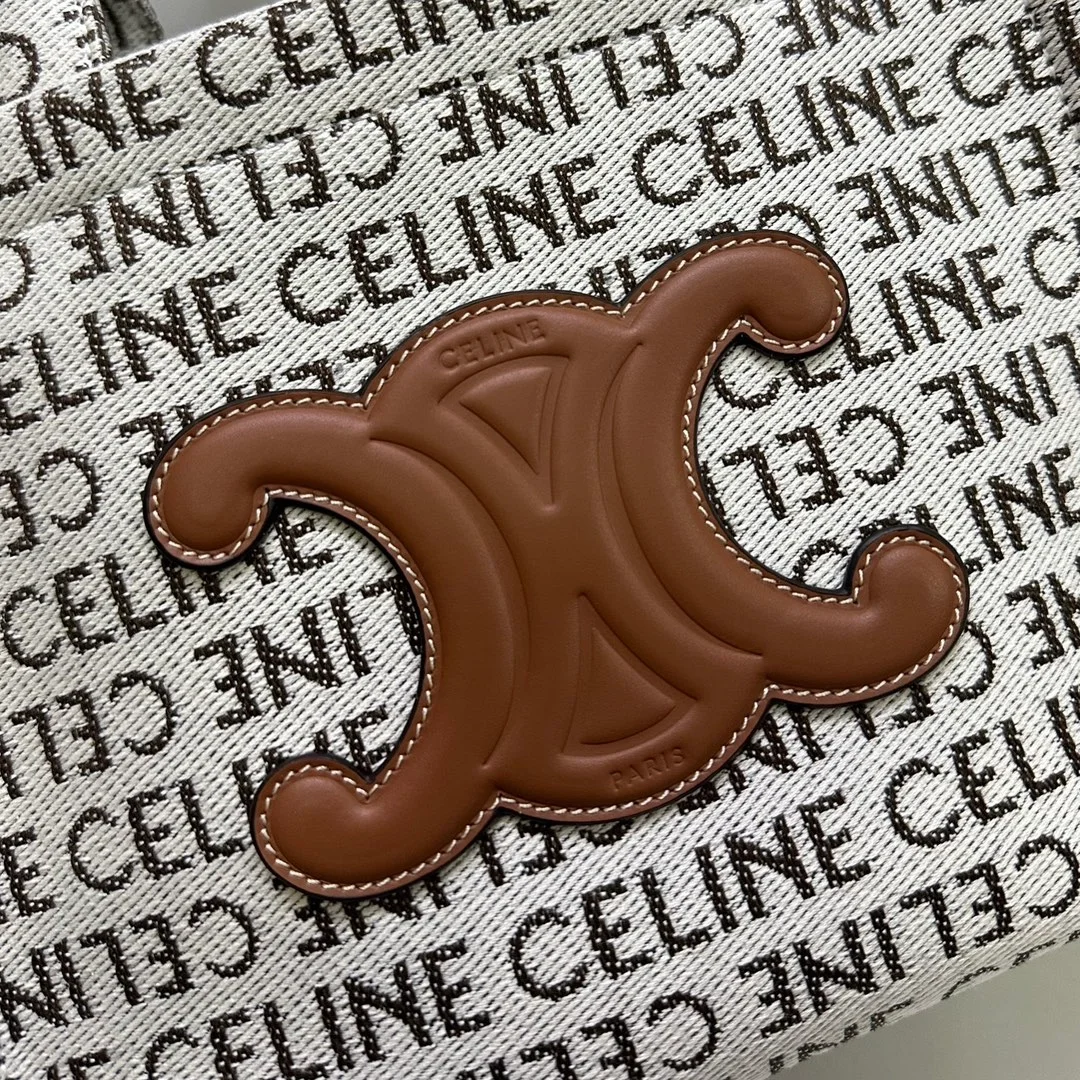 셀린느 스몰 카바스 타이스 올오버 프린트 내추럴 탠