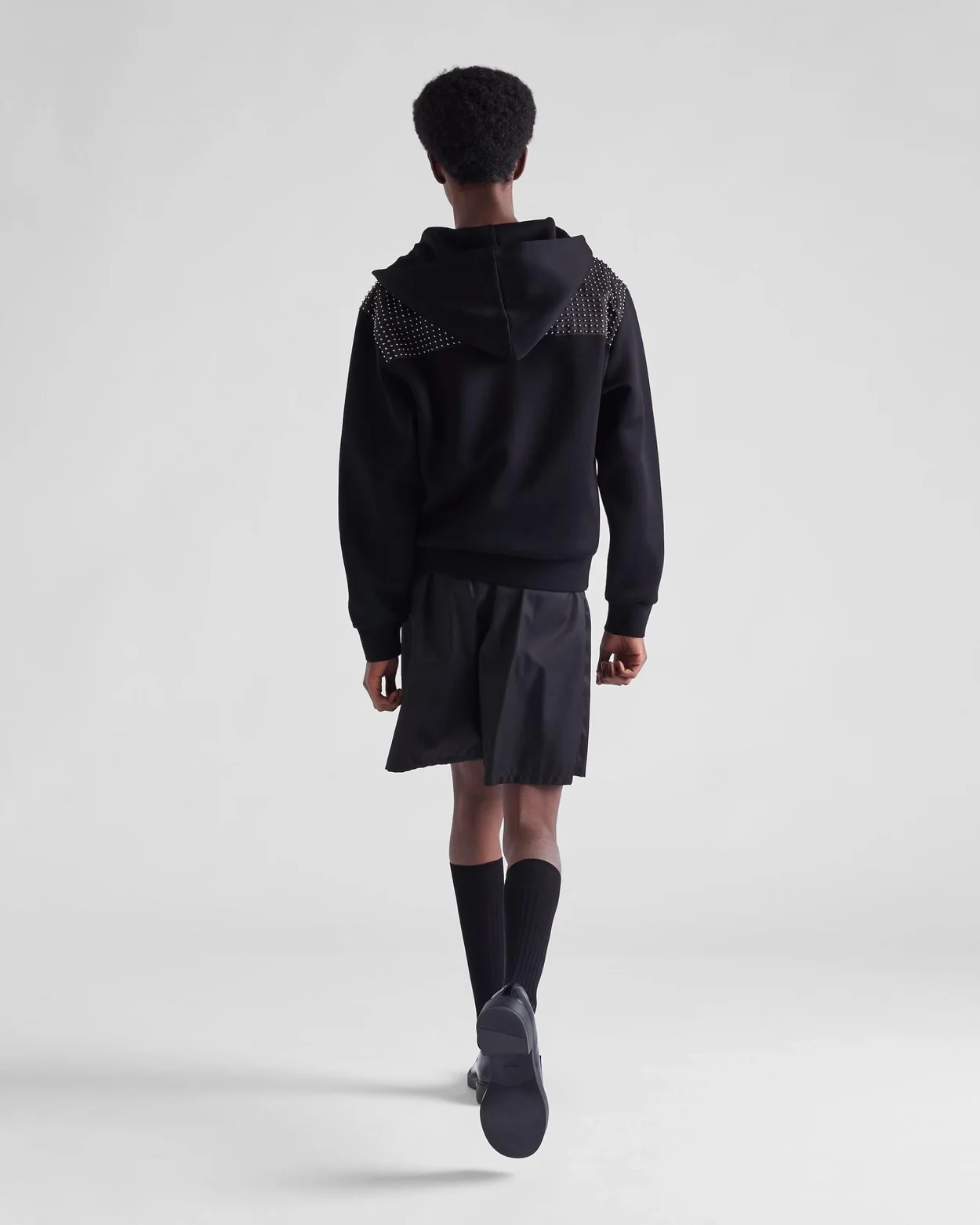 프라다 스터드 패브릭 후드 집업