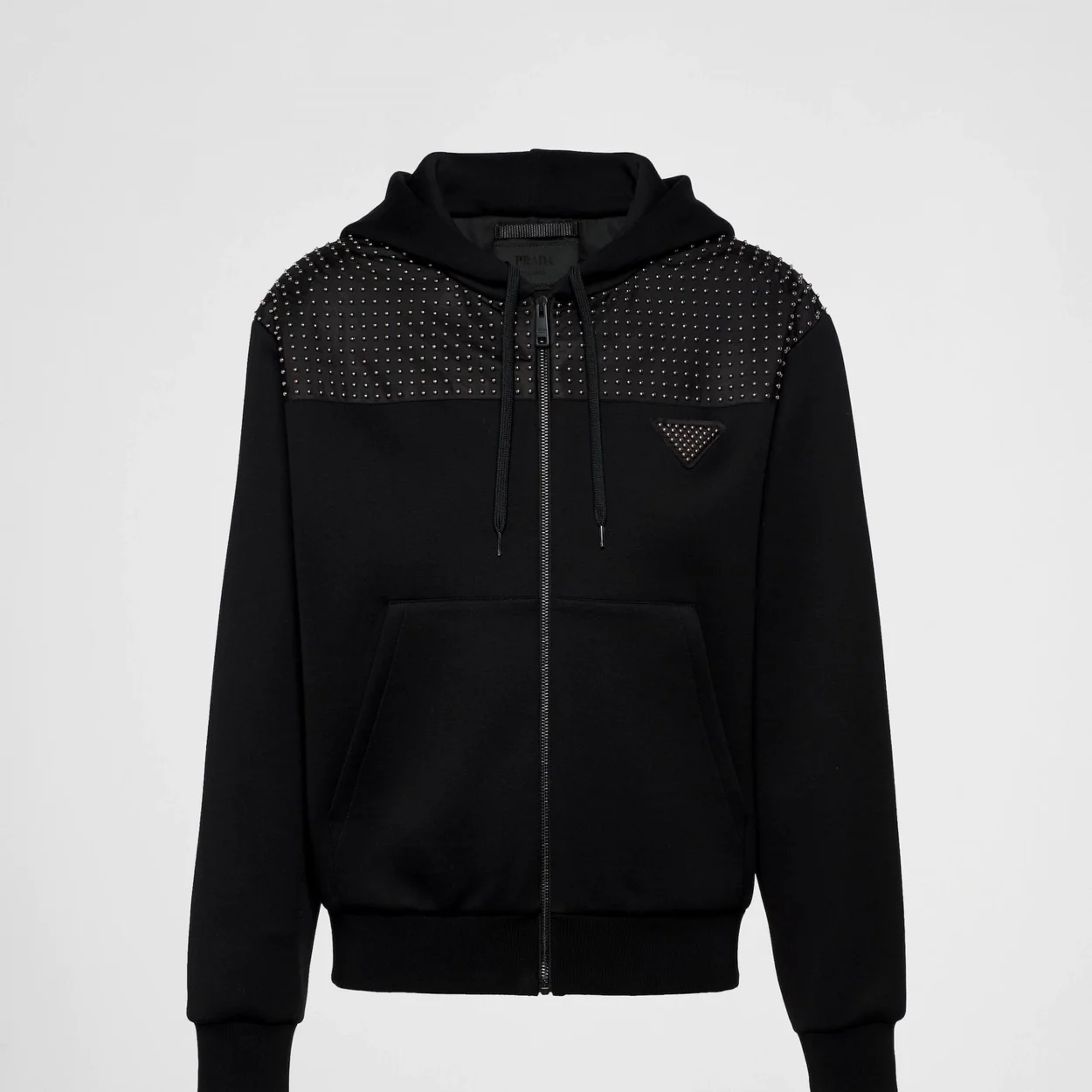 프라다 스터드 패브릭 후드 집업