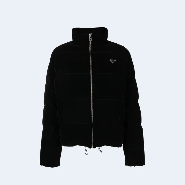 프라다 삼각로고 벨벳 패딩 자켓