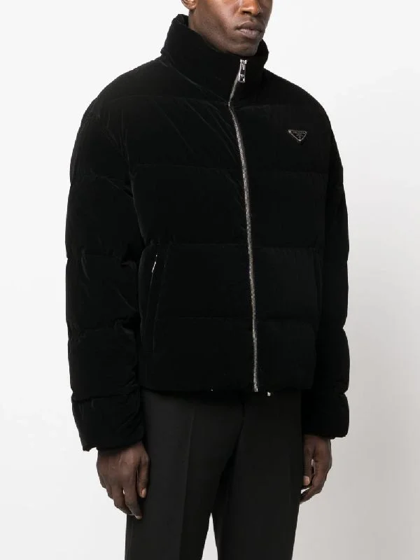 프라다 삼각로고 벨벳 패딩 자켓