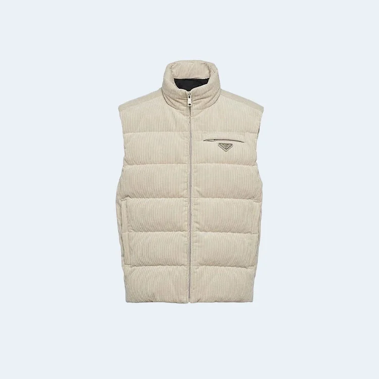 프라다 코듀로이 다운 패딩 베스트 아이보리