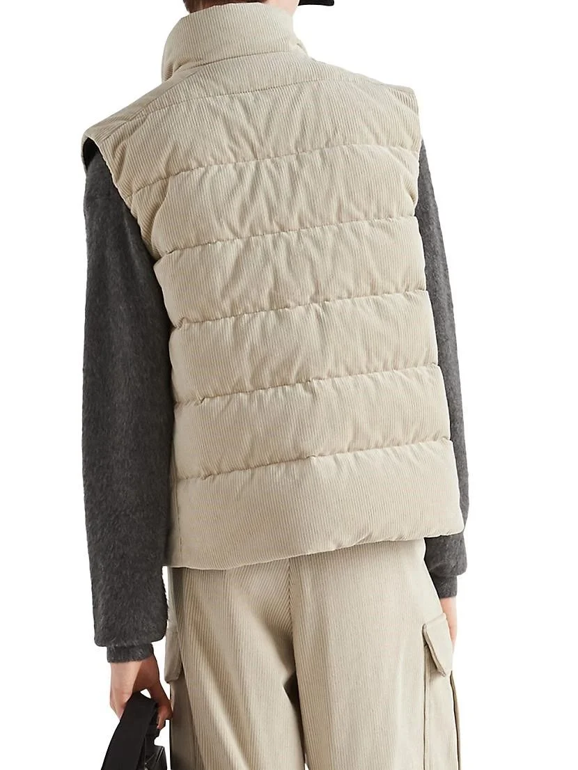 프라다 코듀로이 다운 패딩 베스트 아이보리