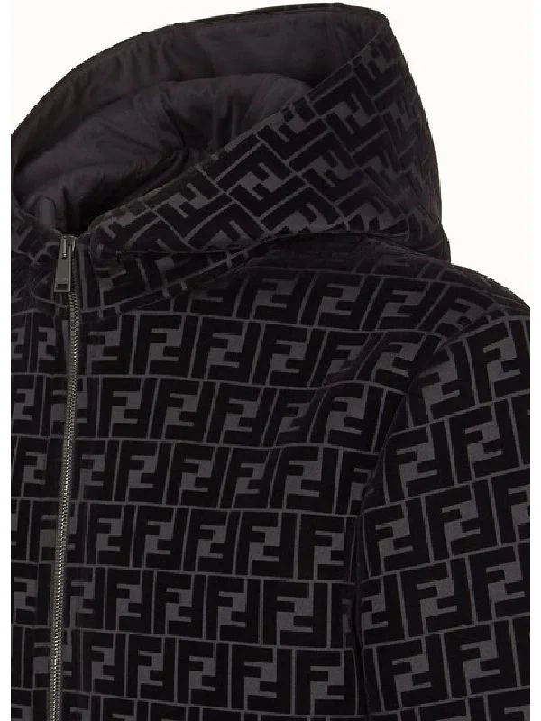 펜디 FF 울오버 로고 후드 집업