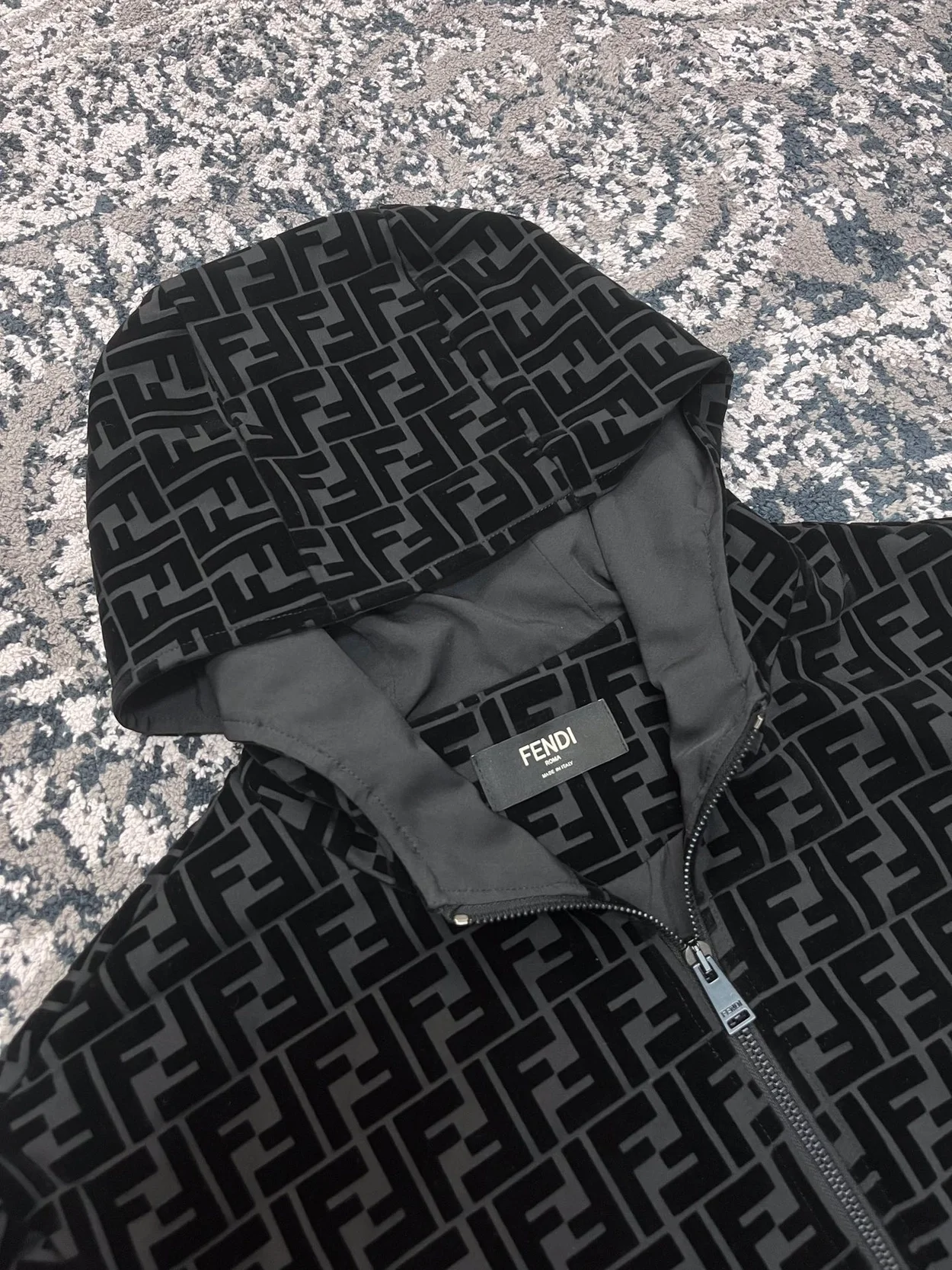 펜디 FF 울오버 로고 후드 집업