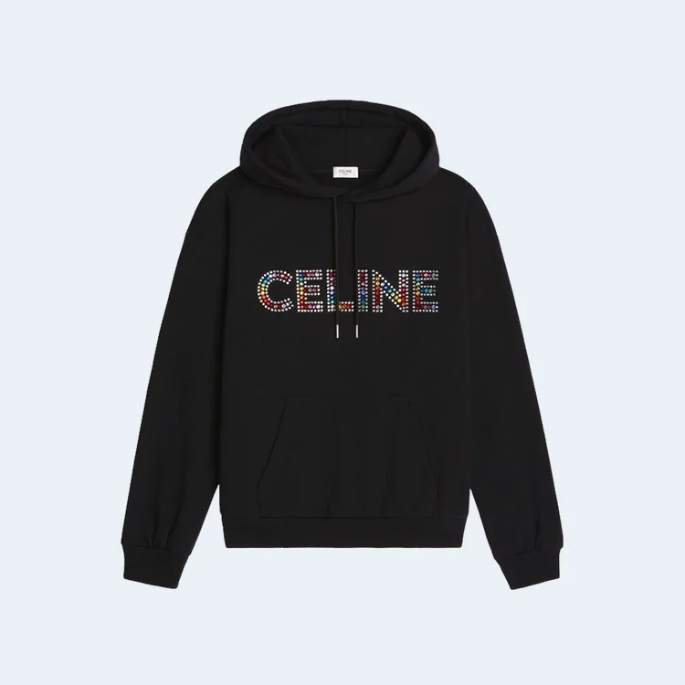 셀린느 블랙 라인스톤 레터링 로고