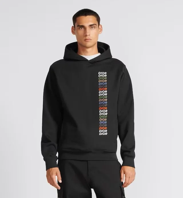 디올 릴렉스 핏 브랙 코튼 후드