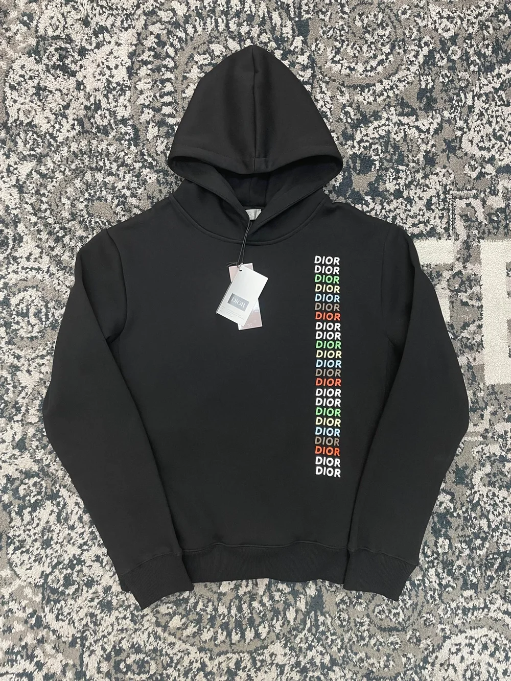 디올 릴렉스 핏 브랙 코튼 후드